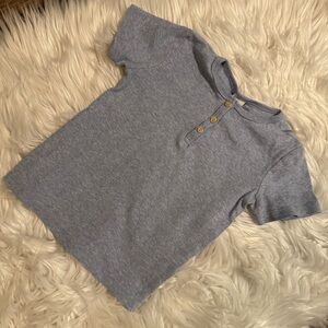 H&M Boys 3T Light Blue Henley Tee Organic Cotton Short Sleeve Button Front Shirt